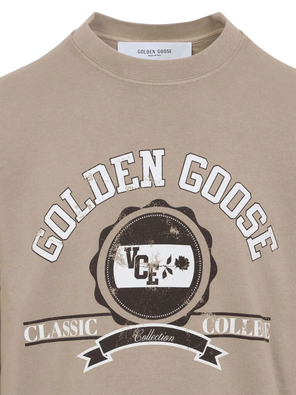 COLLEGE PRINT CREWNECK COTTON SWEATSHIRT