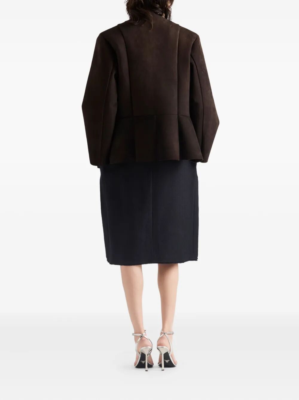 CHEVRON WOOL MIDI SKIRT
