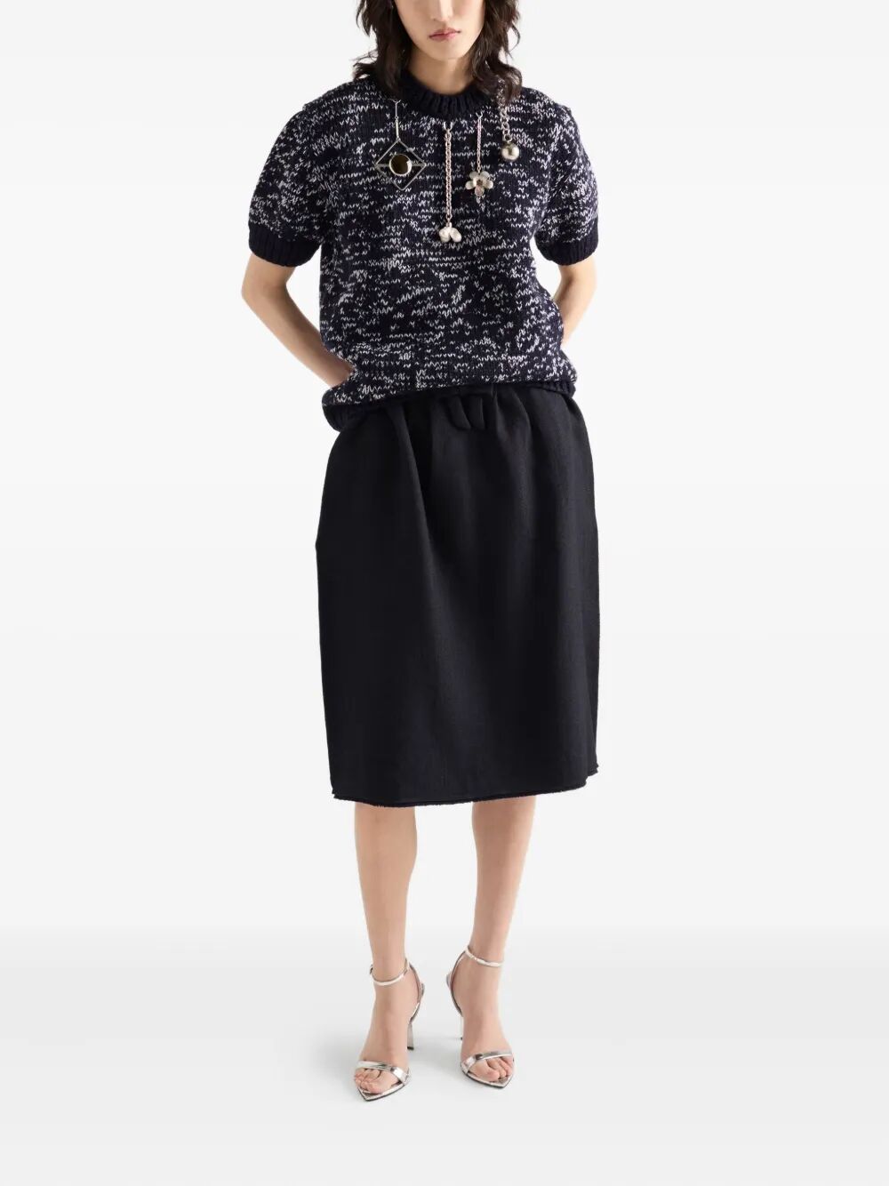 CHEVRON WOOL MIDI SKIRT