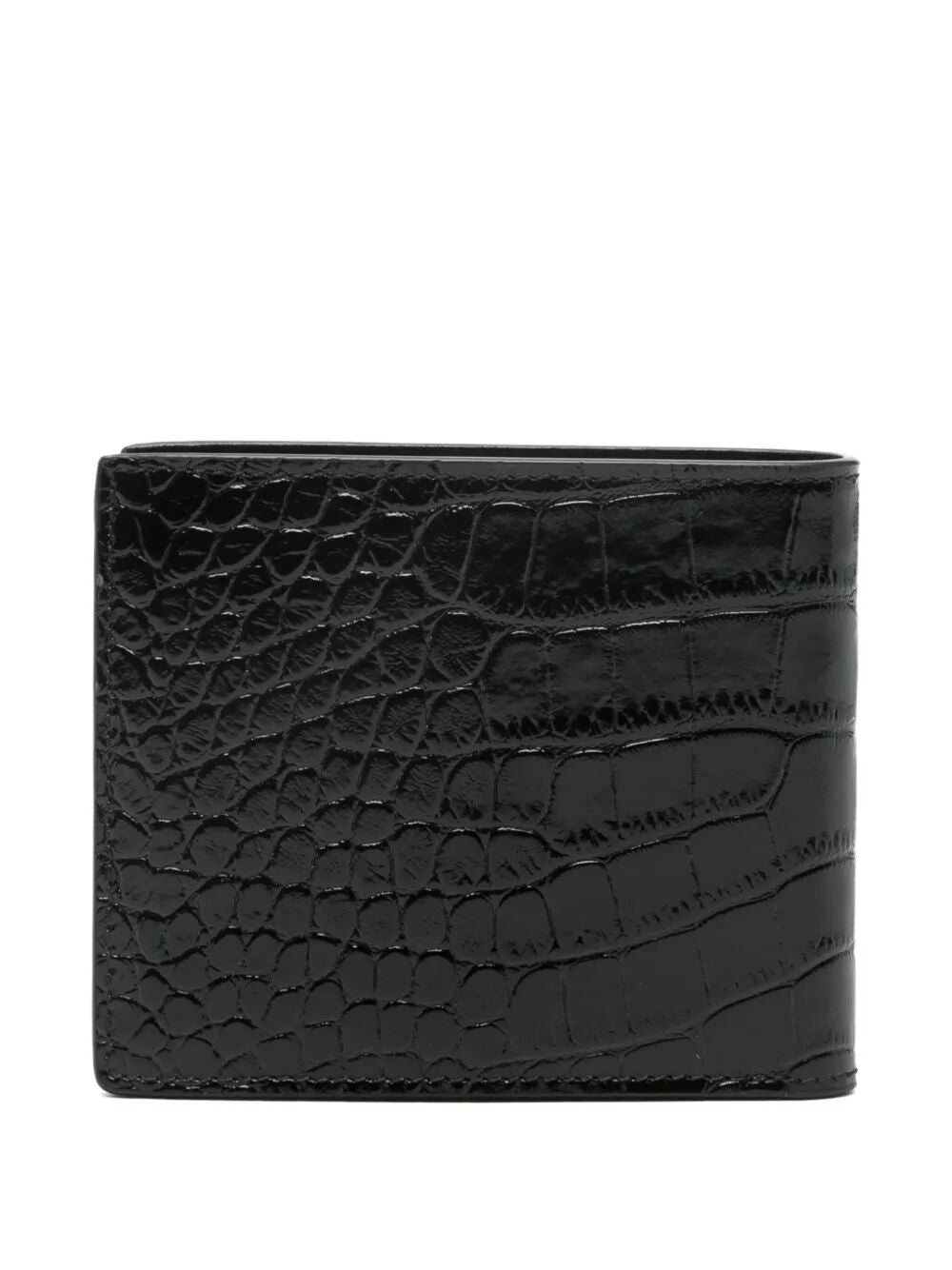 CROCODILE PRINT LEATHER BI-FOLD WALLET
