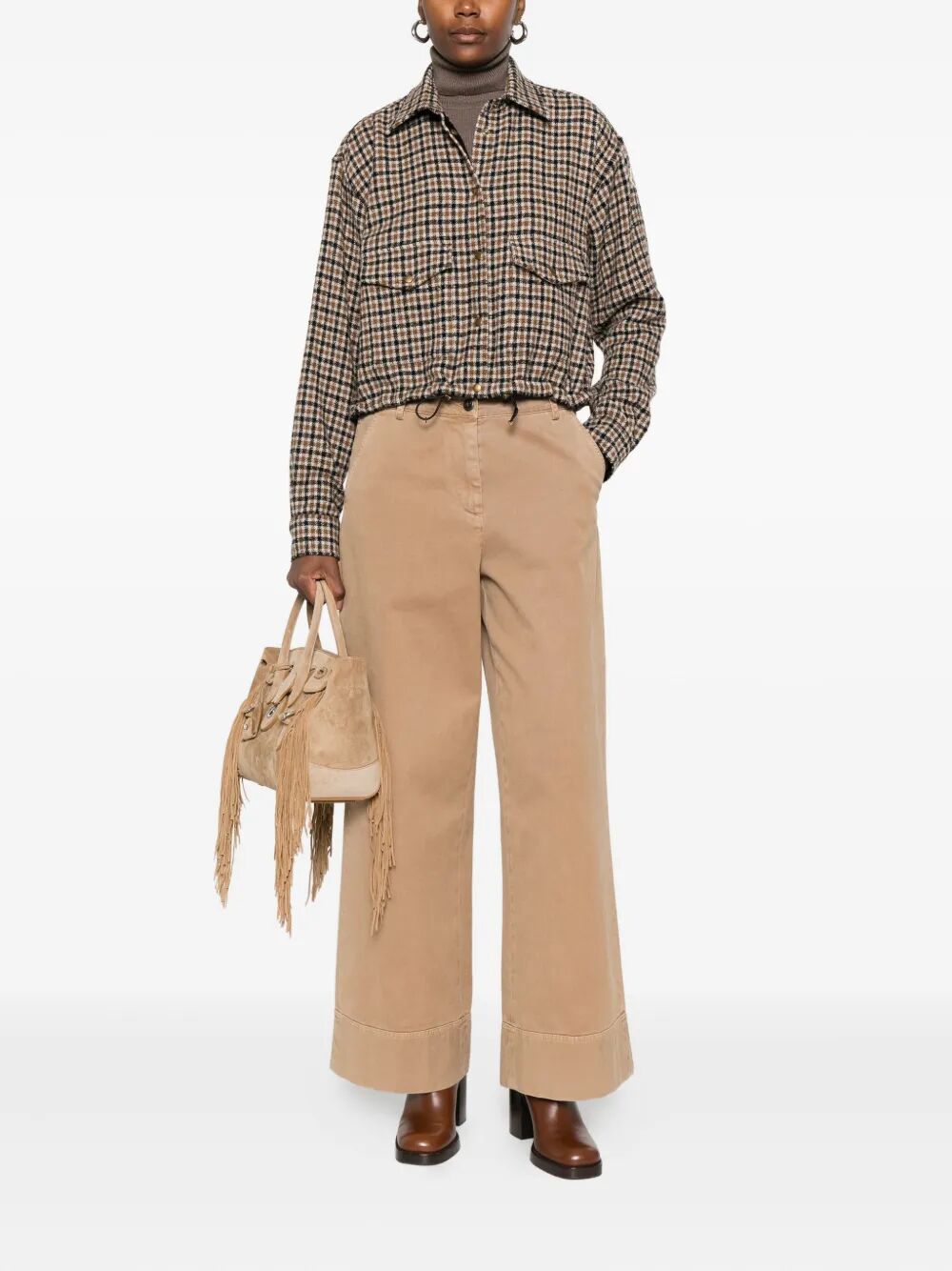 CHECK WOOL BLEND LONG-SLEEVED SHIRT