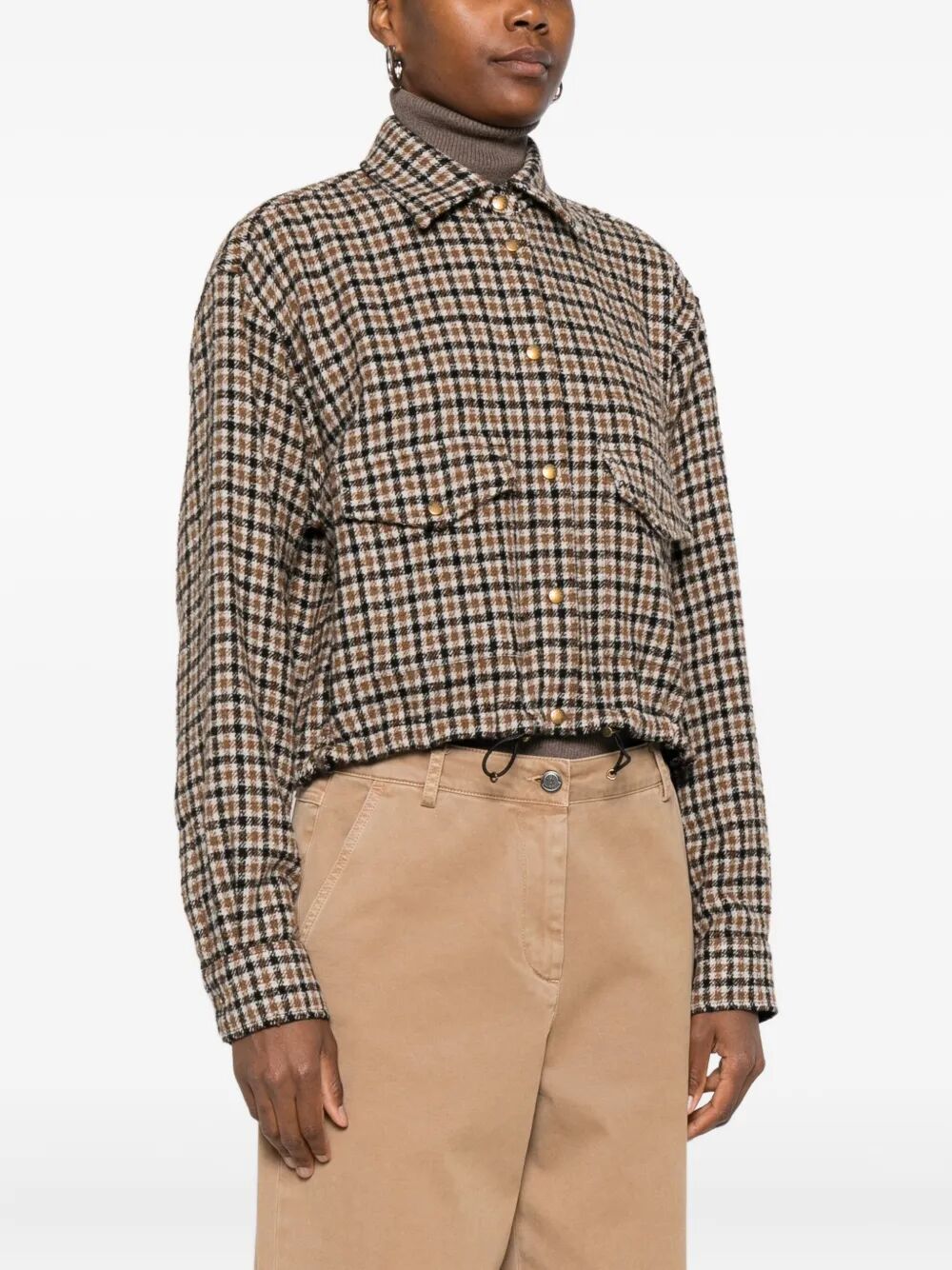 CHECK WOOL BLEND LONG-SLEEVED SHIRT