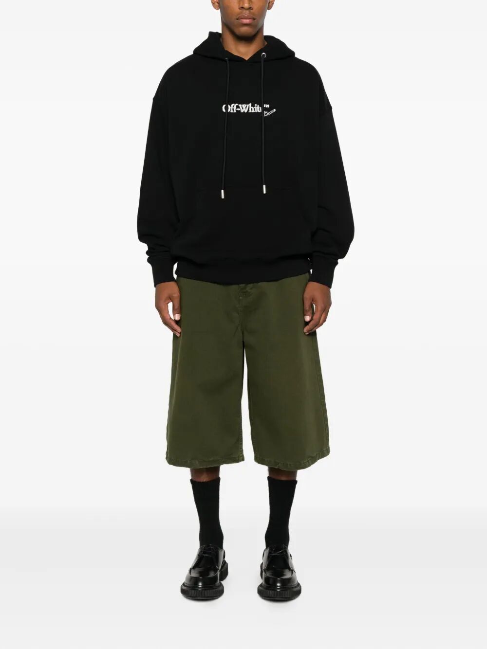 BACK AND FRONT LOGO-EMBROIDERED HOODIE
