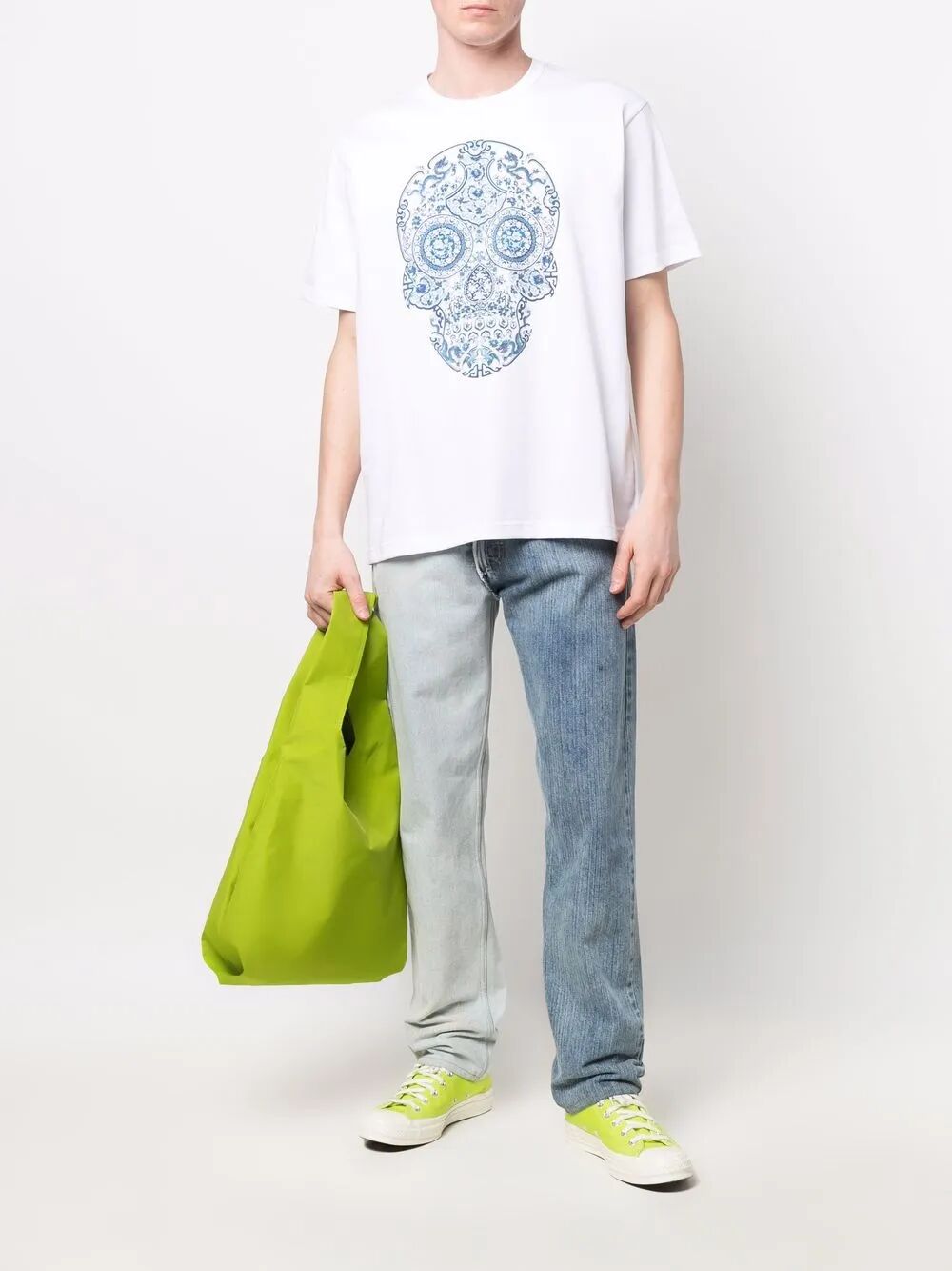 SKULL-PRINT COTTON T-SHIRT