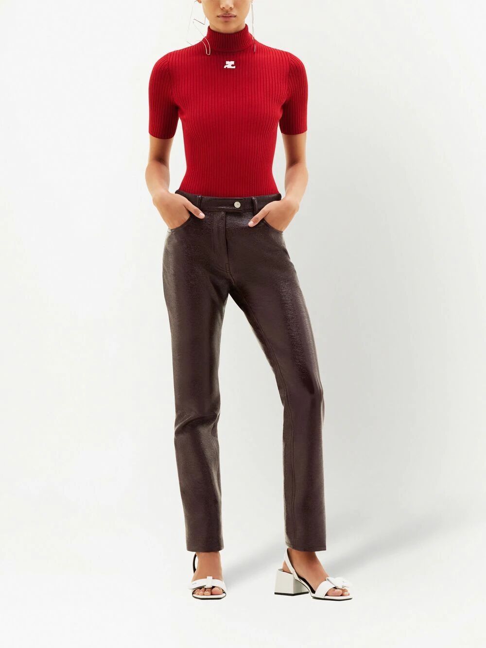 REEDITION SHORT SLEEVES RIBBED KNITTED SWEATER