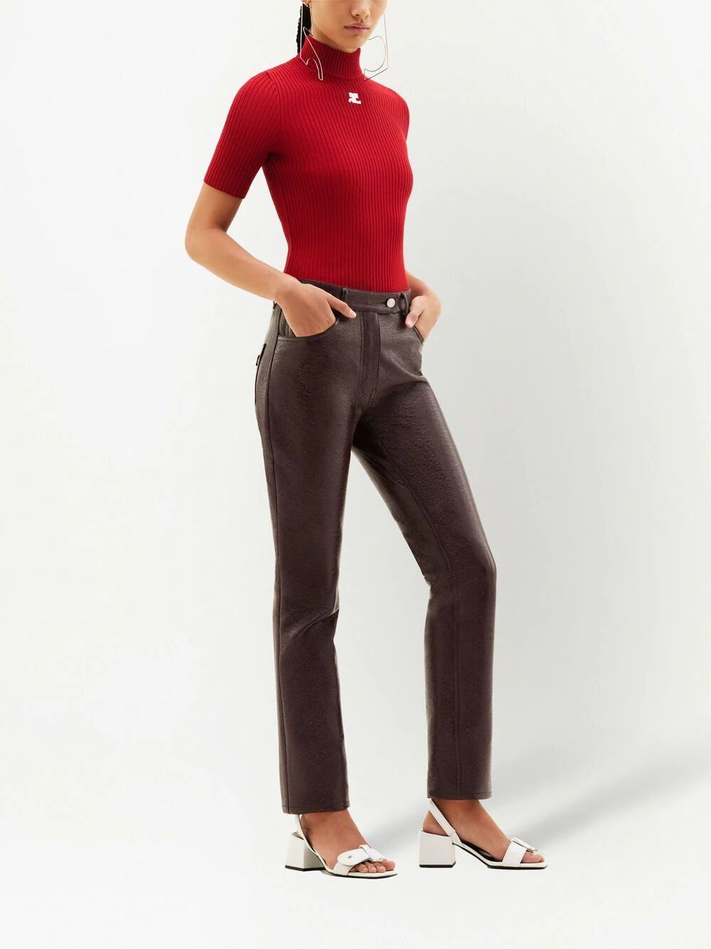 REEDITION SHORT SLEEVES RIBBED KNITTED SWEATER