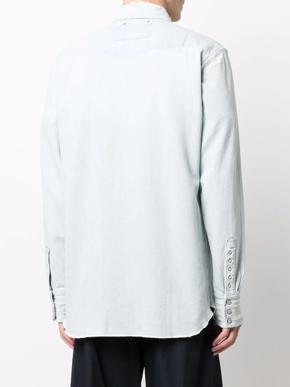 BLEACHED DENIM SHIRT WITH HAMMERED STUDS