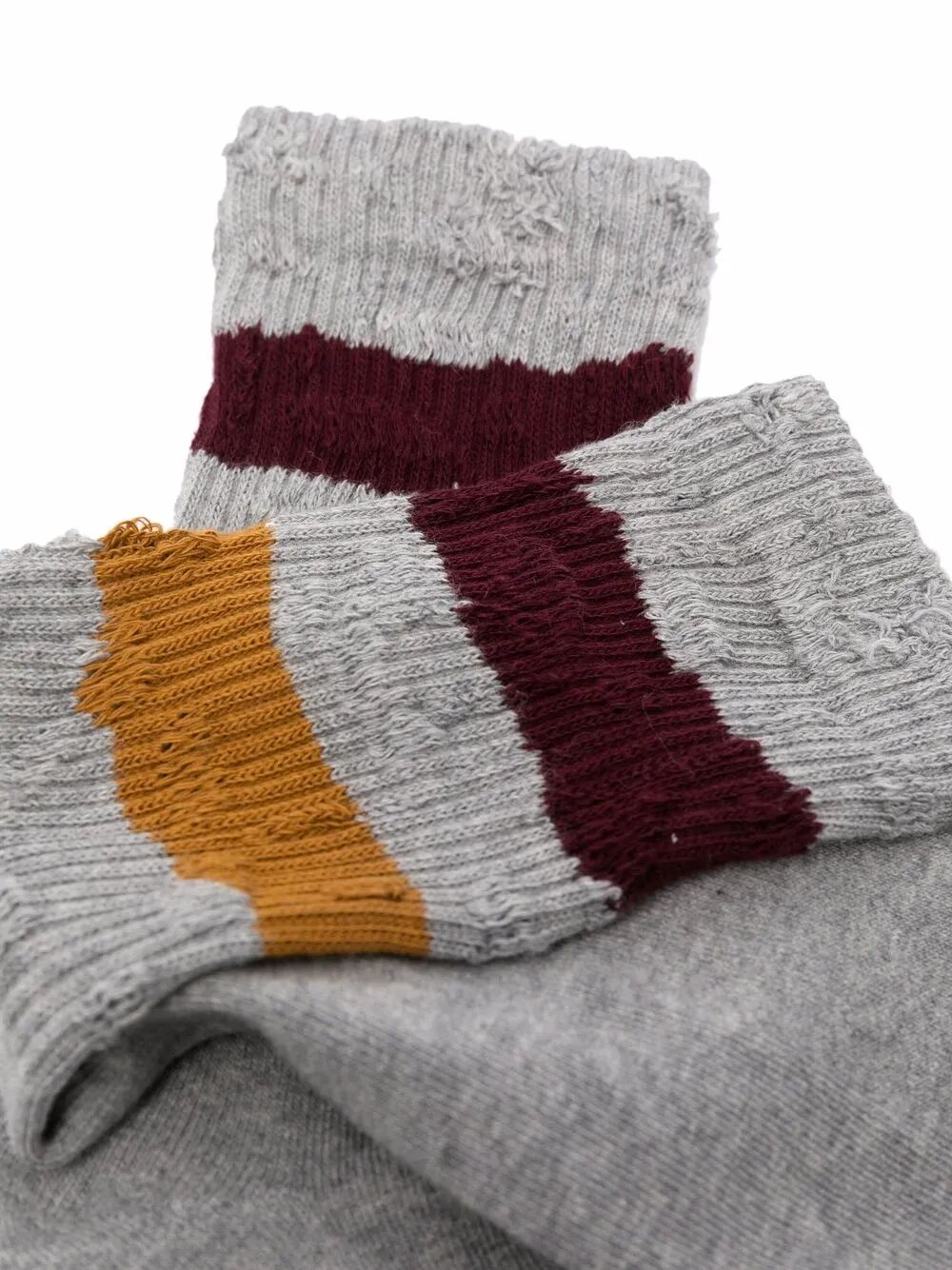 TWO-TONE STRIPES DISTRESSED DETAILS SOCKS