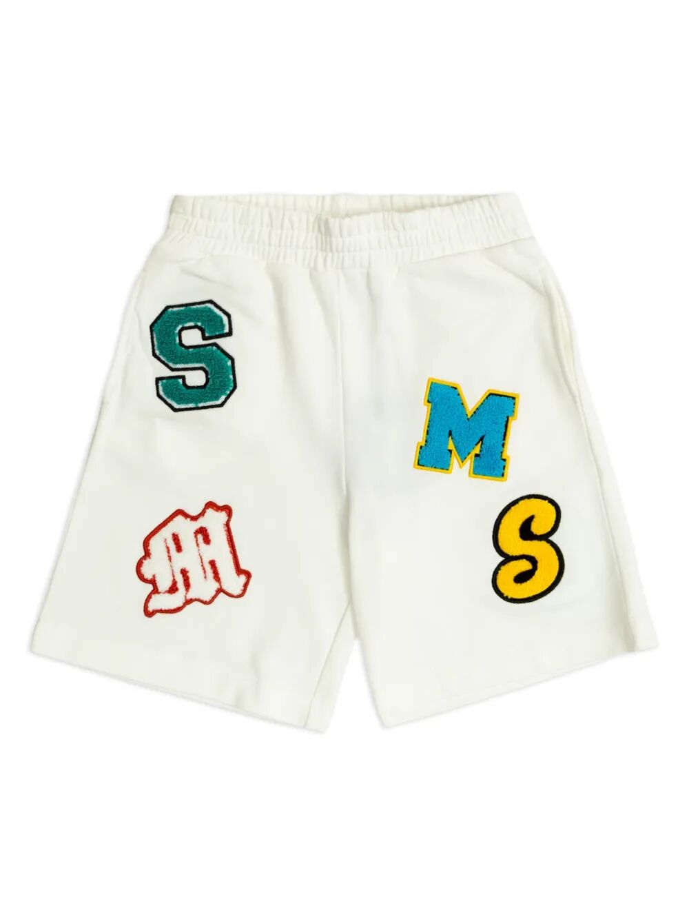 BRAND INITIALS EMBROIDERED COTTON SHORTS