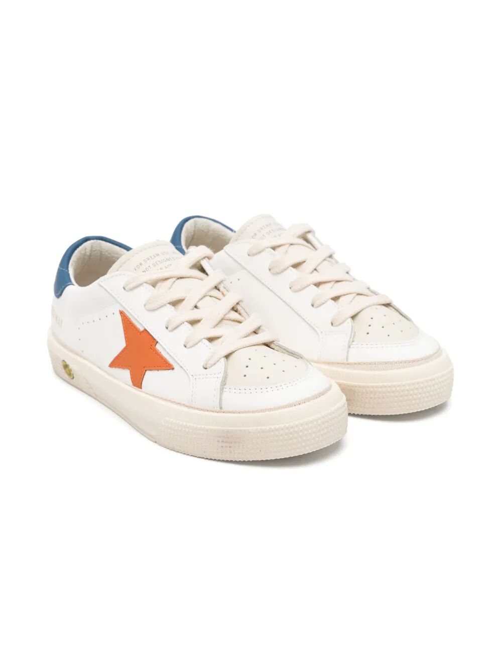 MAY LEATHER SNEAKERS WITH ORANGE LEATHER STAR AND BLUE LEATHER HEEL TAB