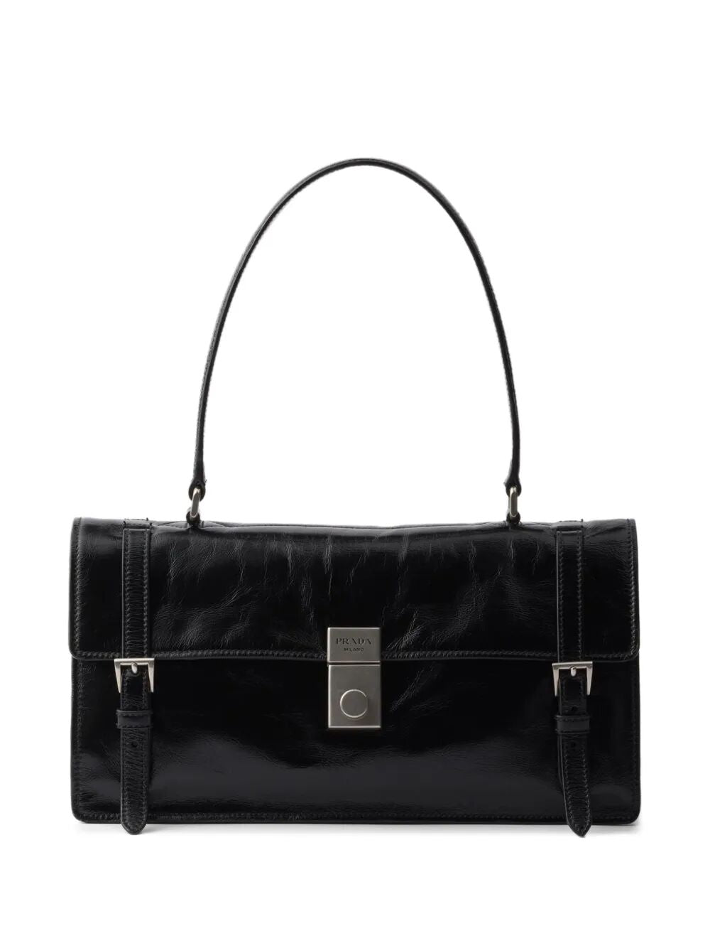 MEDIUM GLOSSY FINISH LEATHER WORK HANDBAG