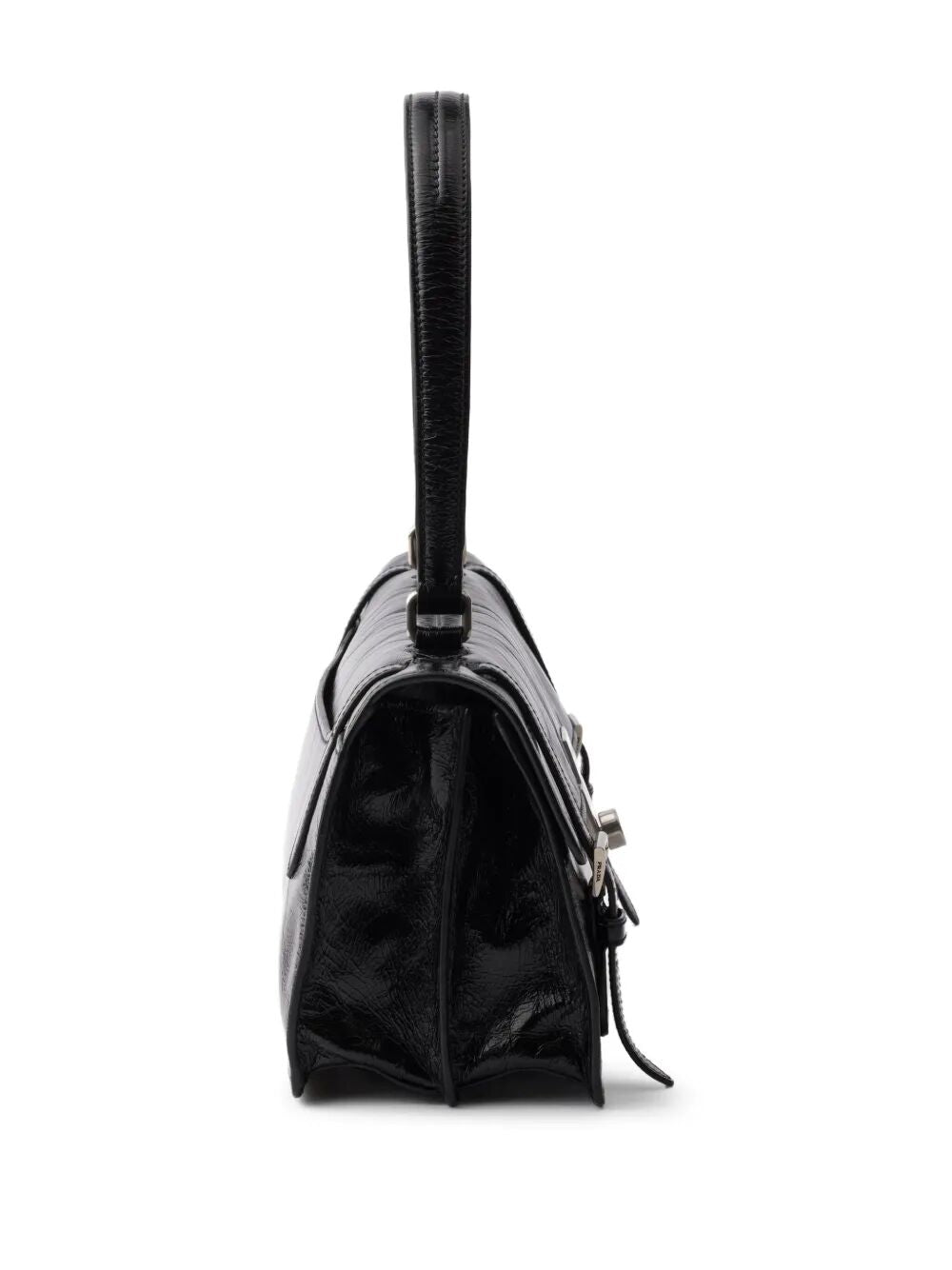 MEDIUM GLOSSY FINISH LEATHER WORK HANDBAG