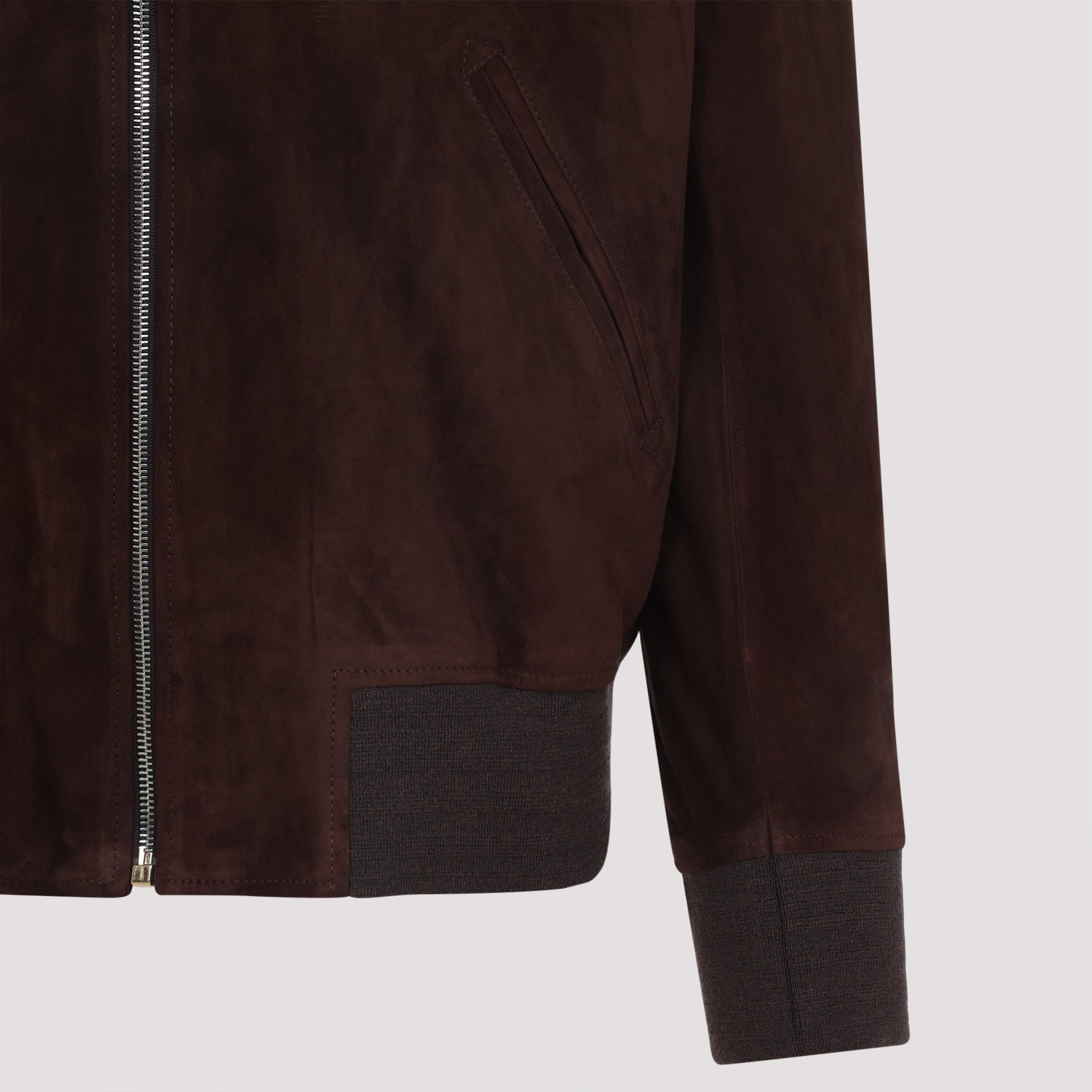 Regular Fit Suede Bomber Jacket