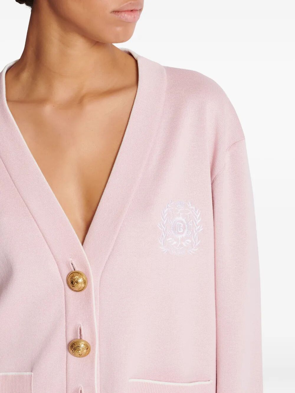 EMBLÈME-EMBROIDERED KNIT CARDIGAN