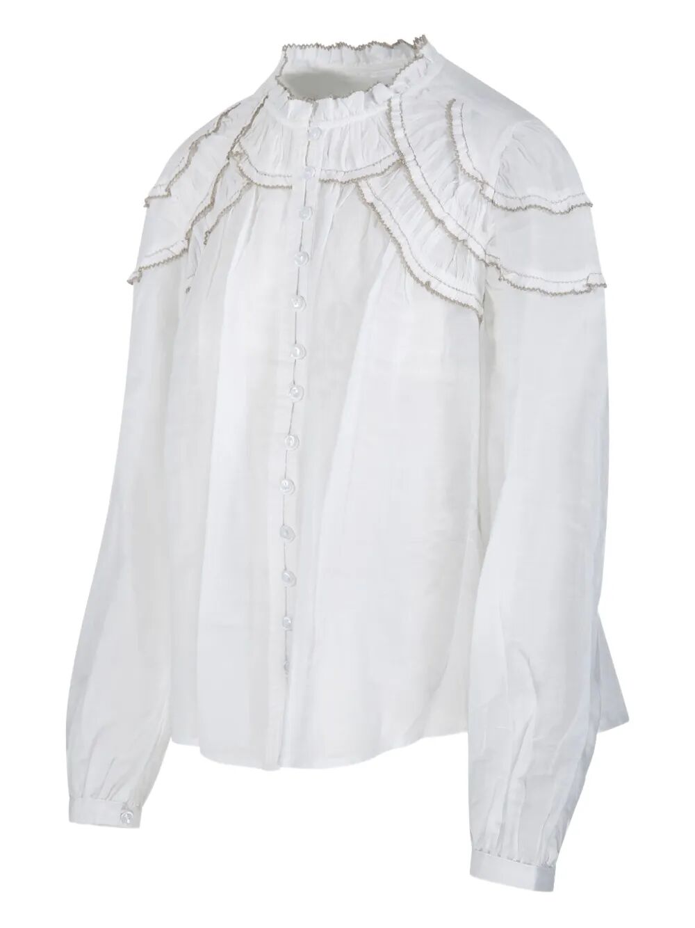 CHRISTA GATHERED COTTON BLOUSE