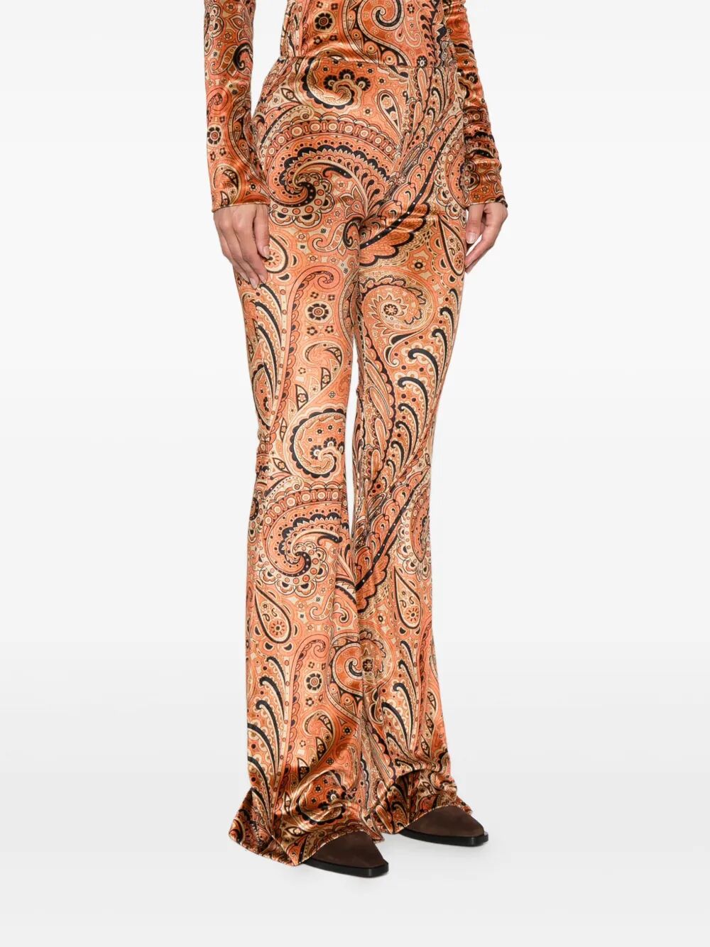 PAISLEY-PRINT FLARED VISCOSE TROUSERS