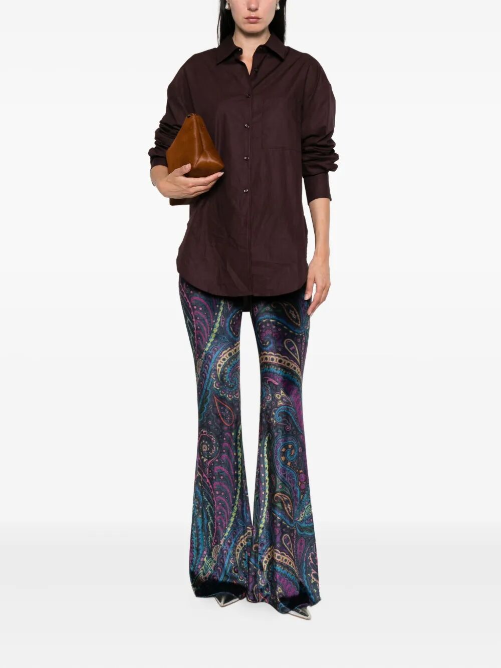 PAISLEY-PRINT FLARED VISCOSE TROUSERS