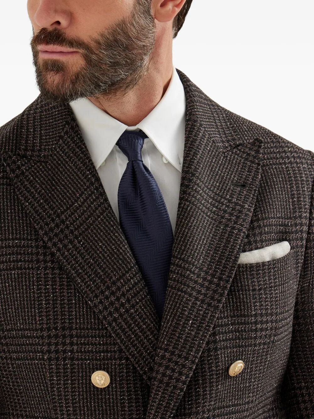 PRINCE OF WALES ONE-AND-A-HALF BREASTED BLAZER WITH METAL BUTTONS