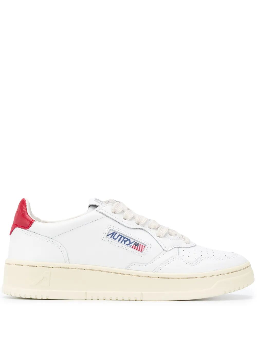 MEDALIST LOW SNEAKERS IN WHITE AND RED LEATHER