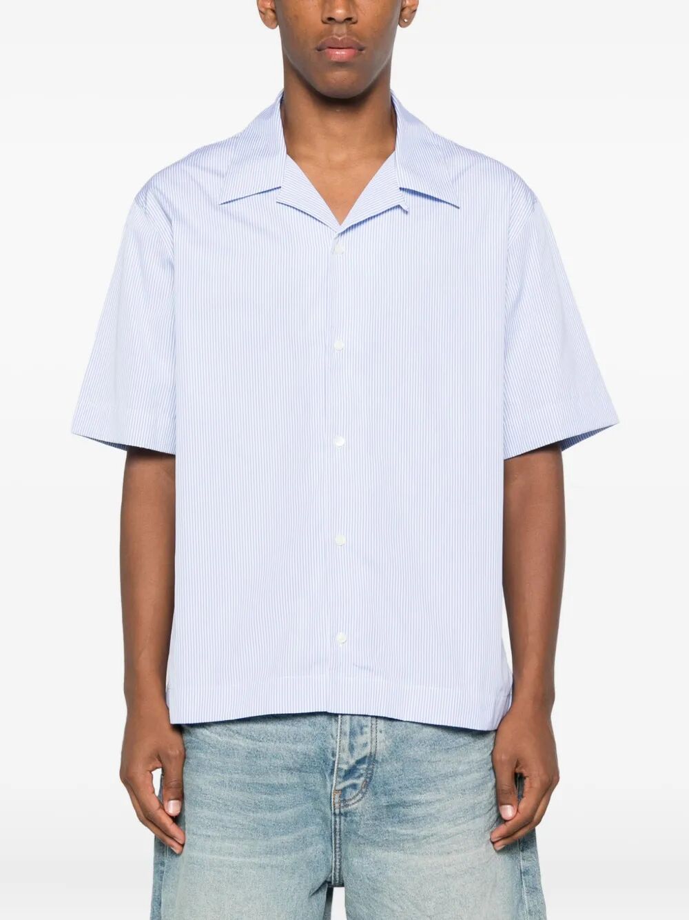 COTTON STRIPED SHIRT WITH GIVENCHY STAMP PRINT