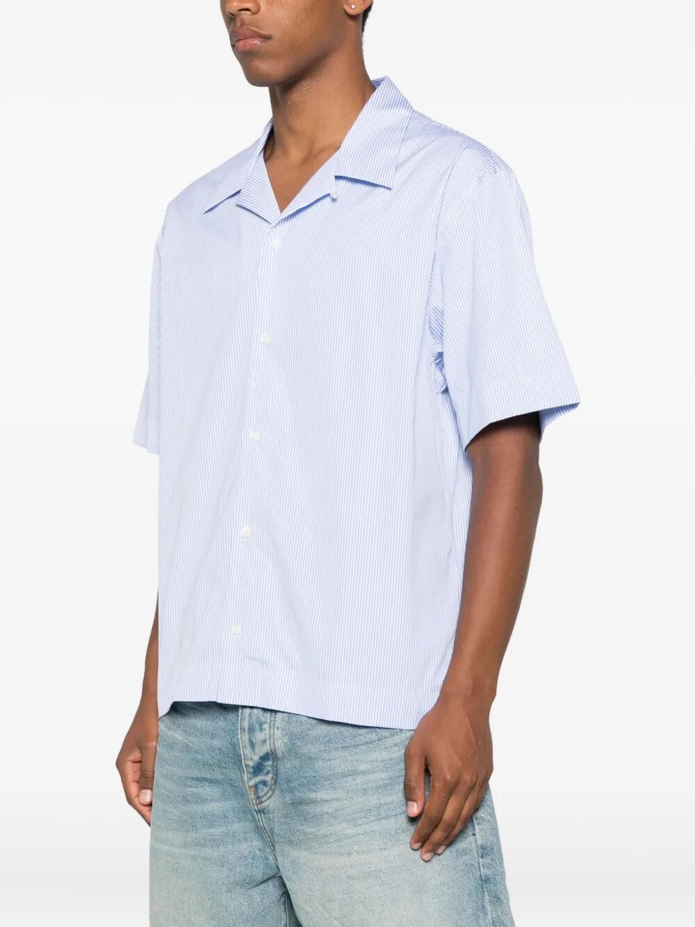 COTTON STRIPED SHIRT WITH GIVENCHY STAMP PRINT
