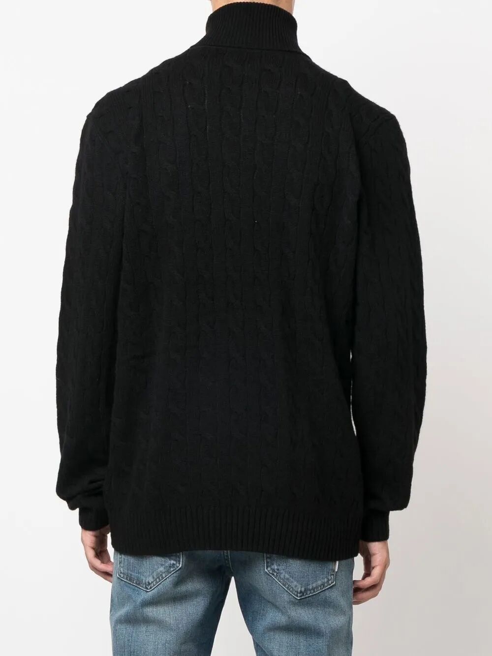 CABLE WOOL-CASHMERE ROLL NECK JUMPER