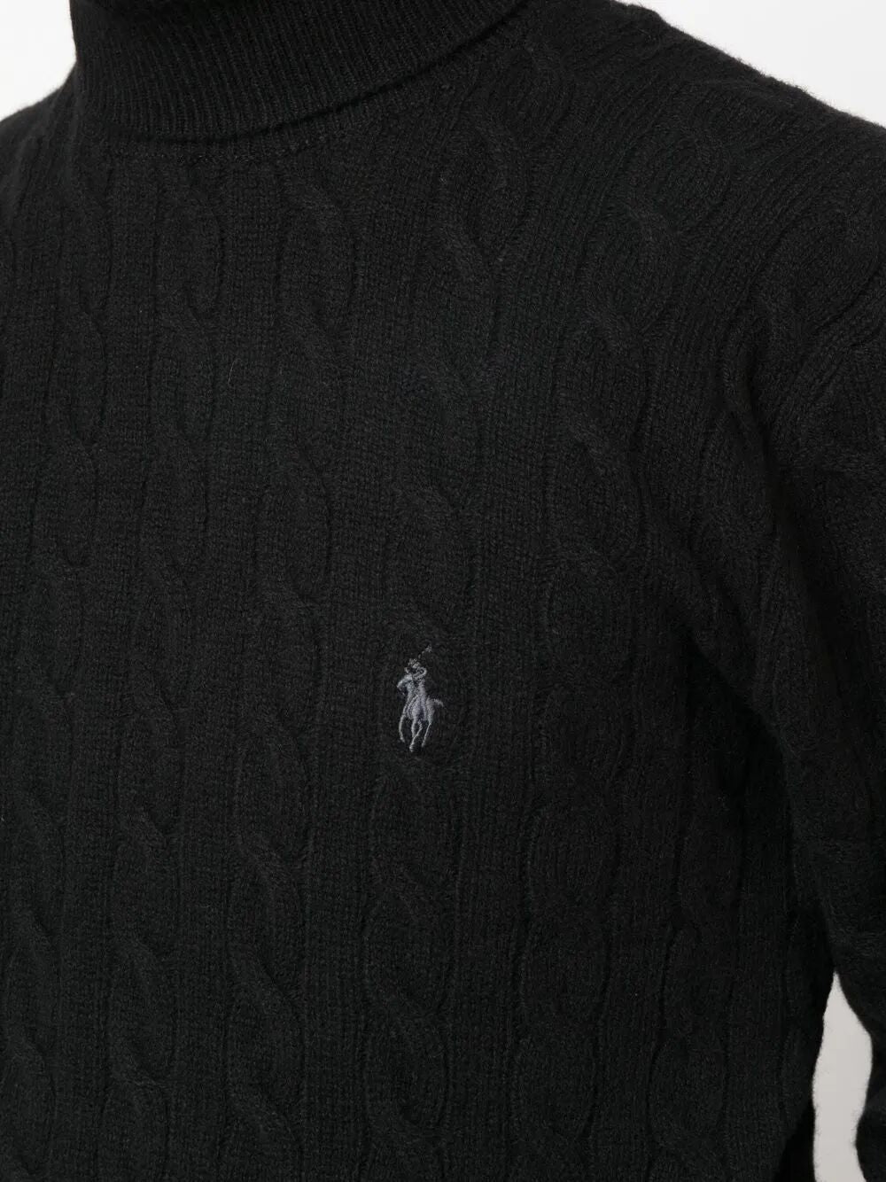 CABLE WOOL-CASHMERE ROLL NECK JUMPER
