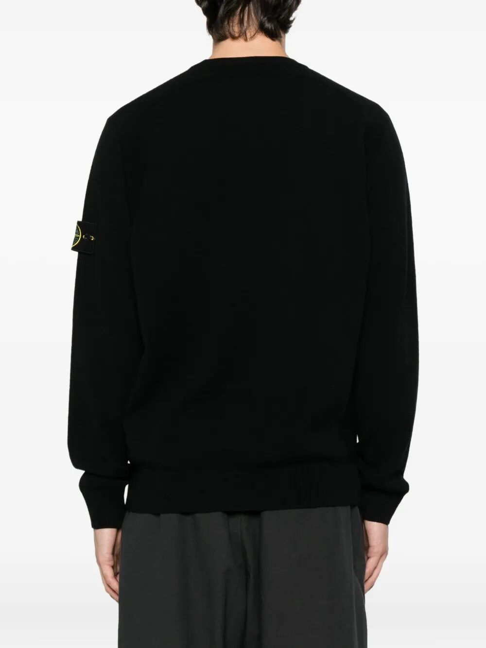 STRETCH WOOL CREWNECK SWEATER WITH REVERSE STITCH DETAILS