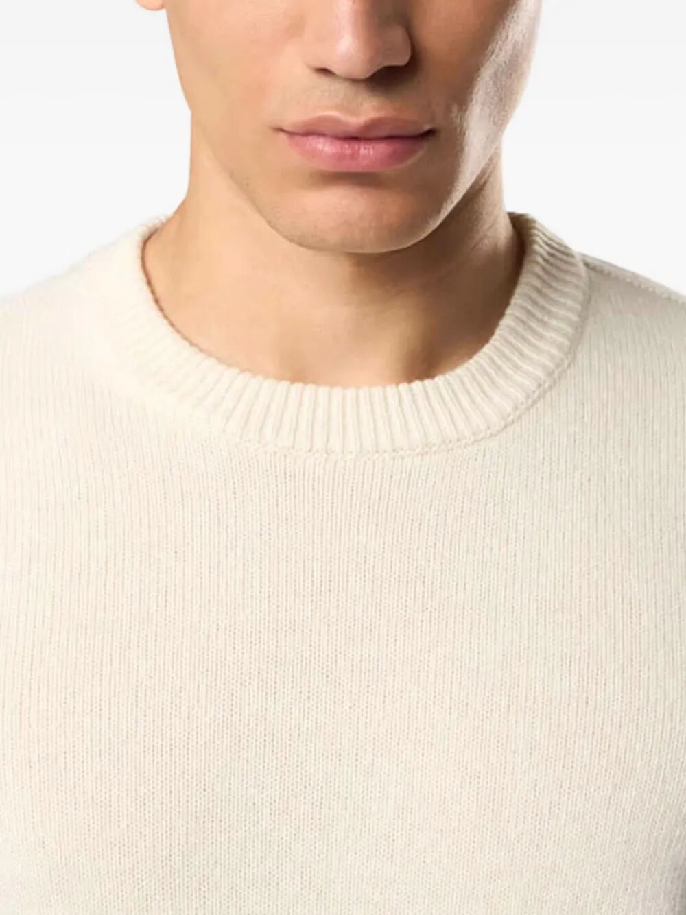 CREW NECK WOOL SWEATER WITH REVERSE STITCH DETAILS