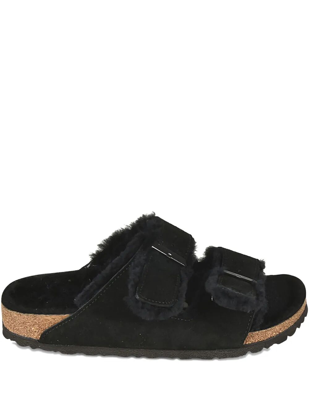 ARIZONA SHEARLING AND SUEDE SANDALS