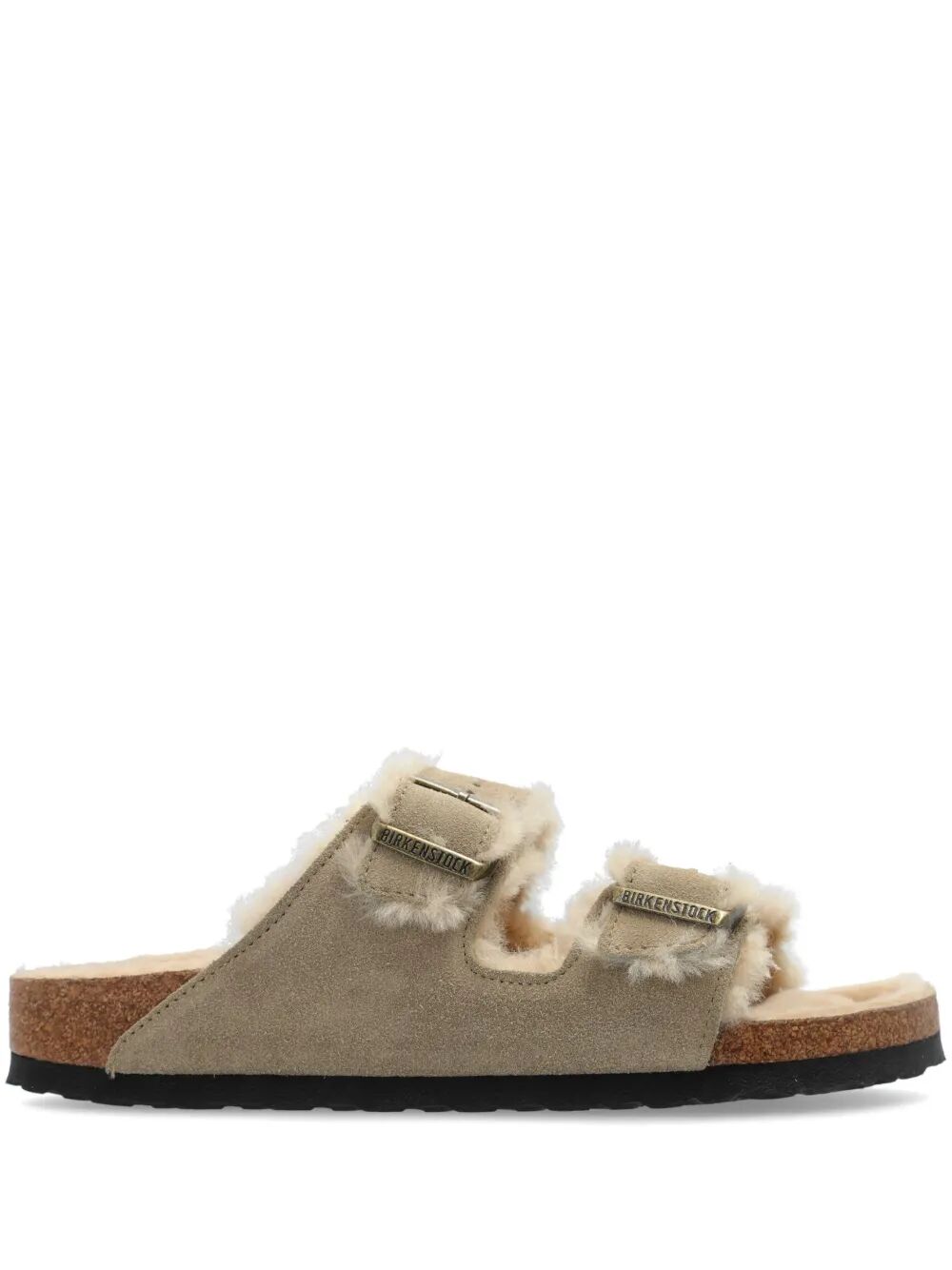 ARIZONA SHEARLING AND SUEDE SANDALS