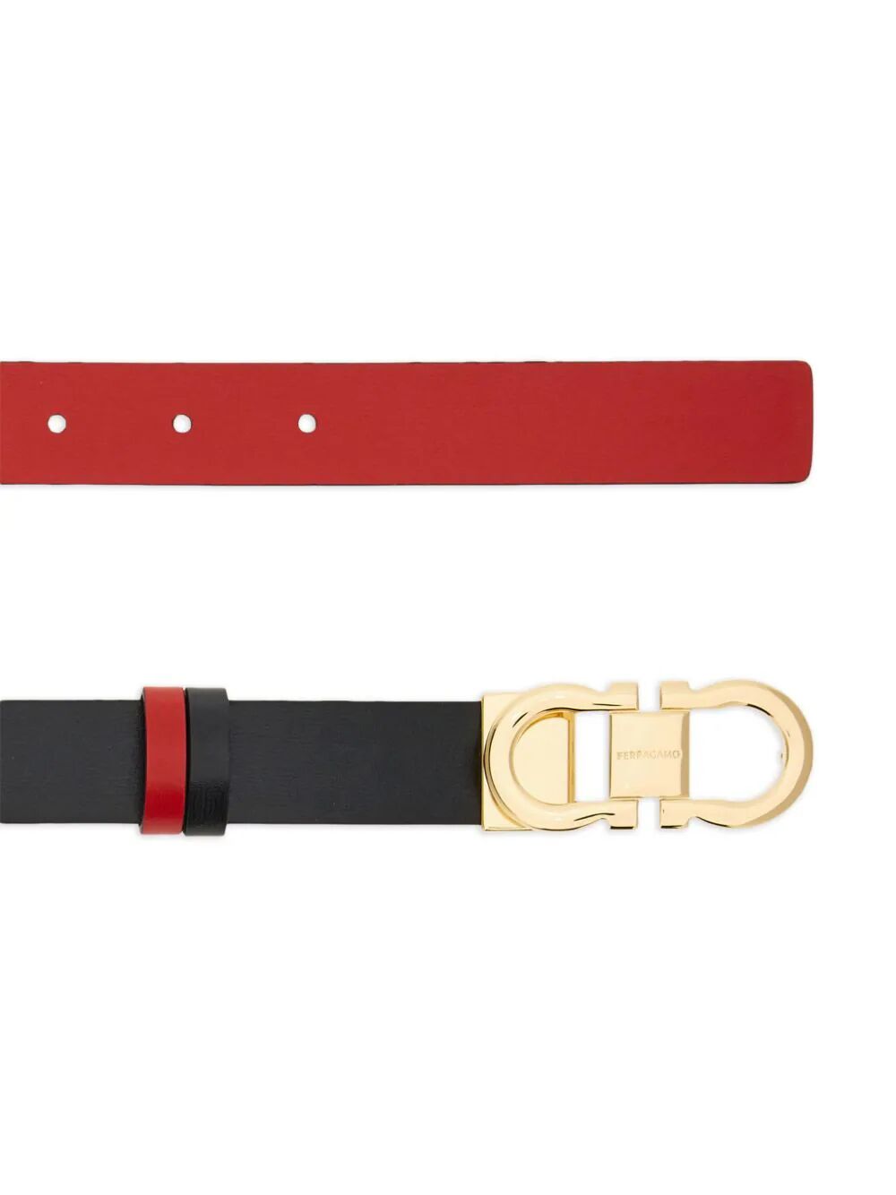 SMOOTH LEATHER REVERSIBLE GANCINI BELT