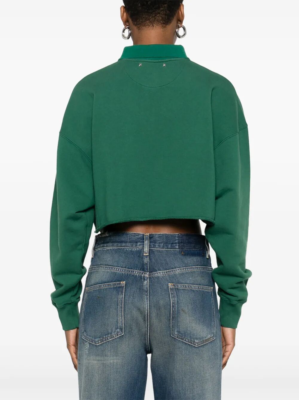 CROPPED POLO SWEATSHIRT WITH PRINT