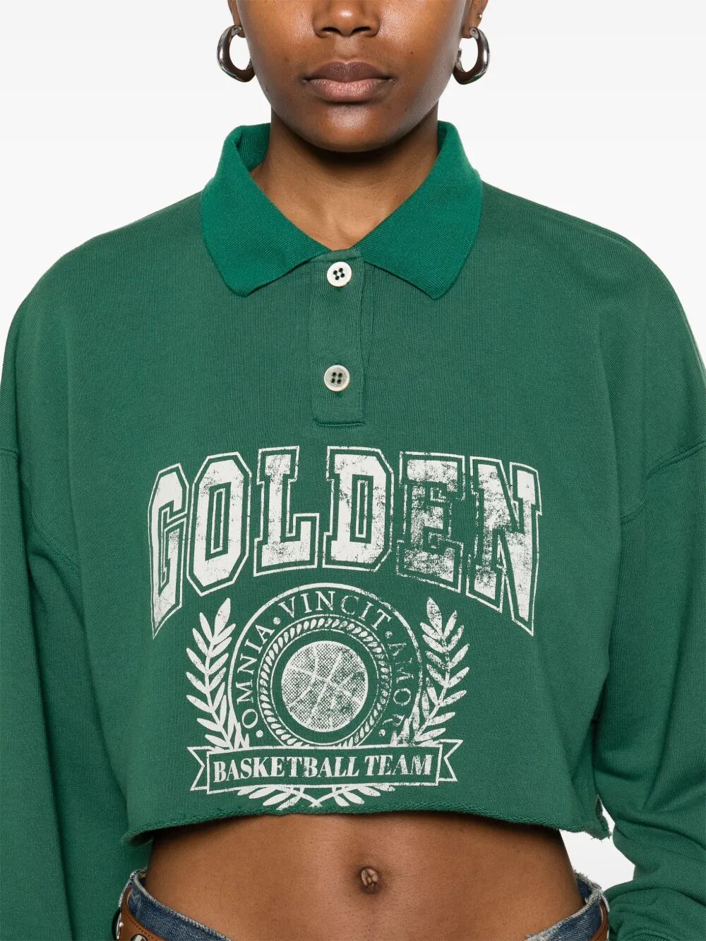 CROPPED POLO SWEATSHIRT WITH PRINT