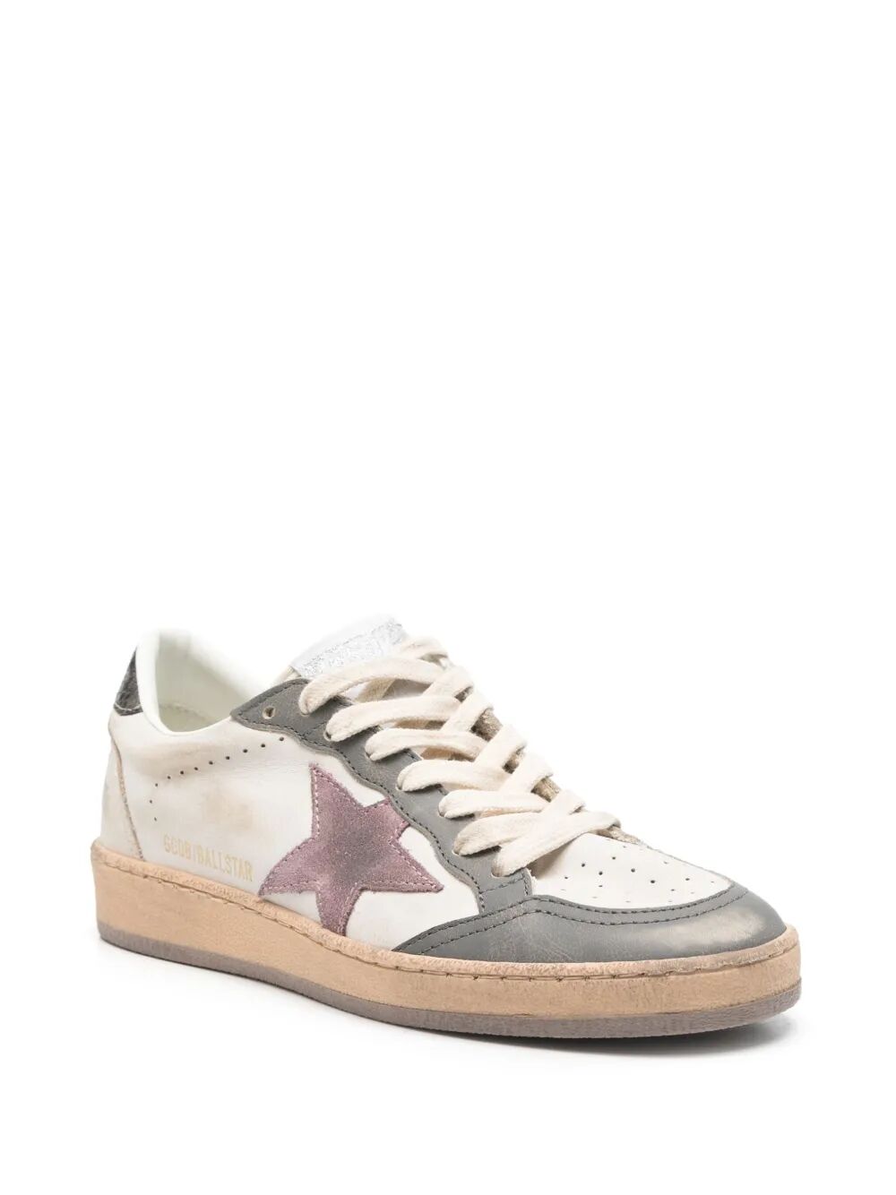 BALL STAR SNEAKERS WITH SUEDE PURPLE STAR AND LIZARD EFFECT HEEL TAB