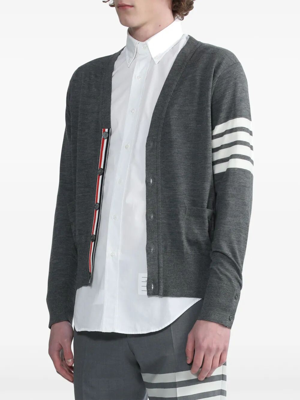 WOOL CLASSIC 4-BAR V-NECK CARDIGAN
