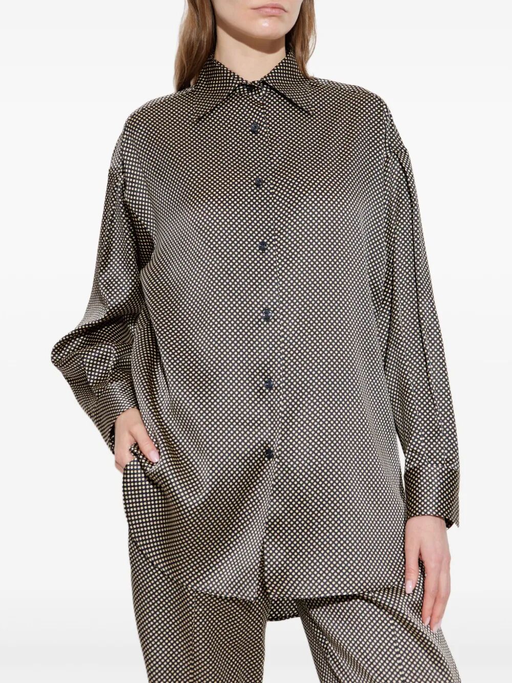POLKA DOT RELAXED FIT SILK SHIRT