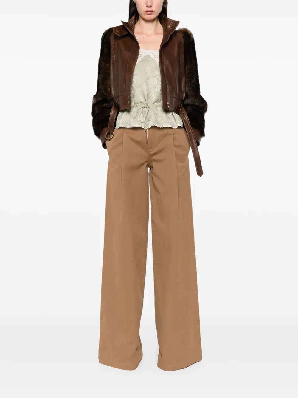HIGH-NECK LEATHER SHORT JACKET