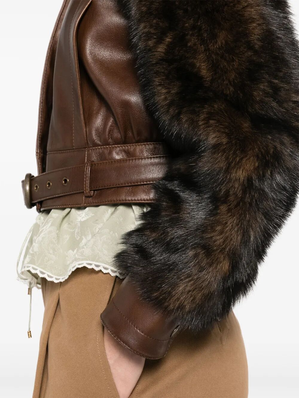 HIGH-NECK LEATHER SHORT JACKET
