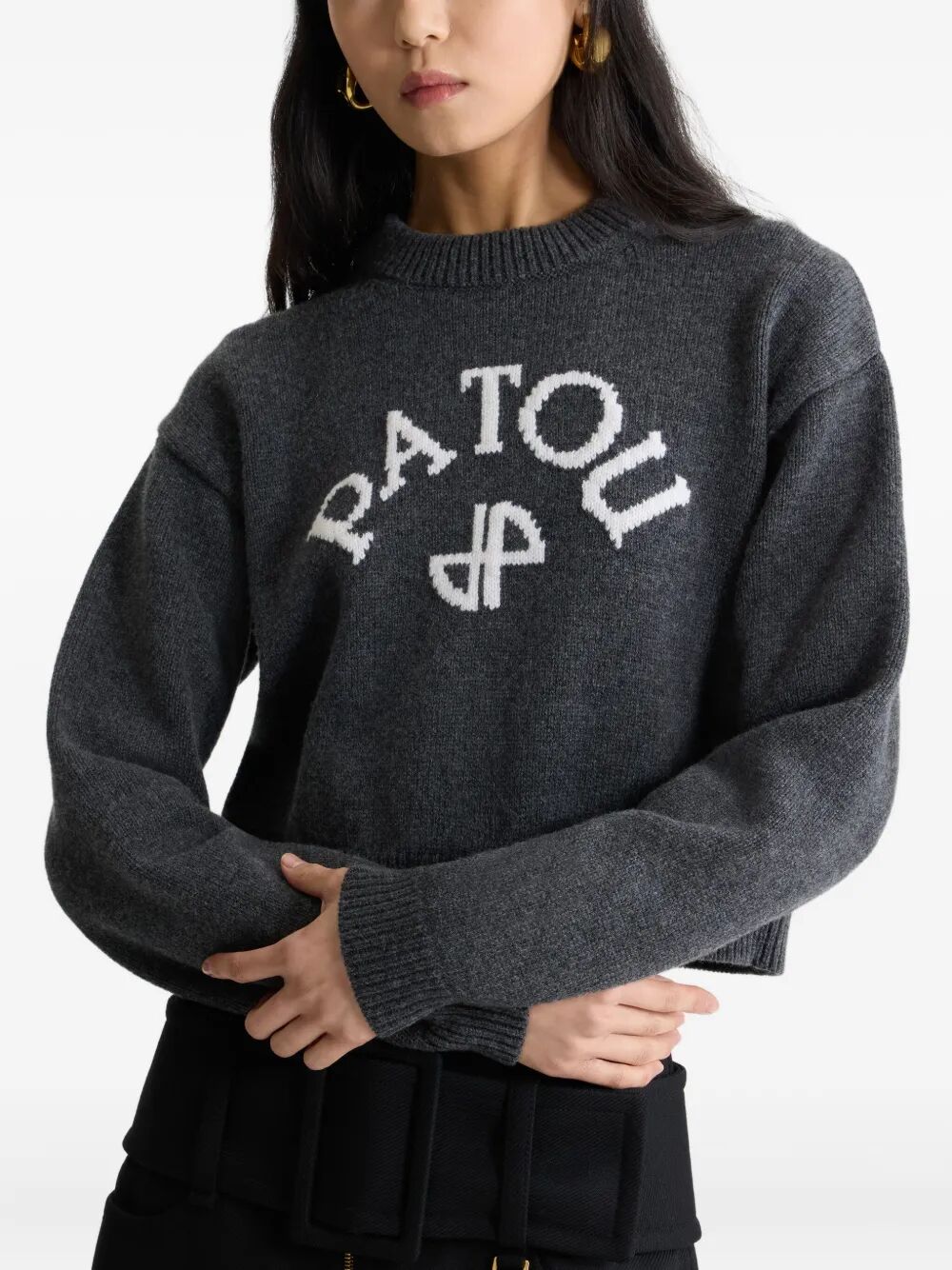 LOGO AND JP MONOGRAM INTARSIA WOOL AND CASHMERE JUMPER