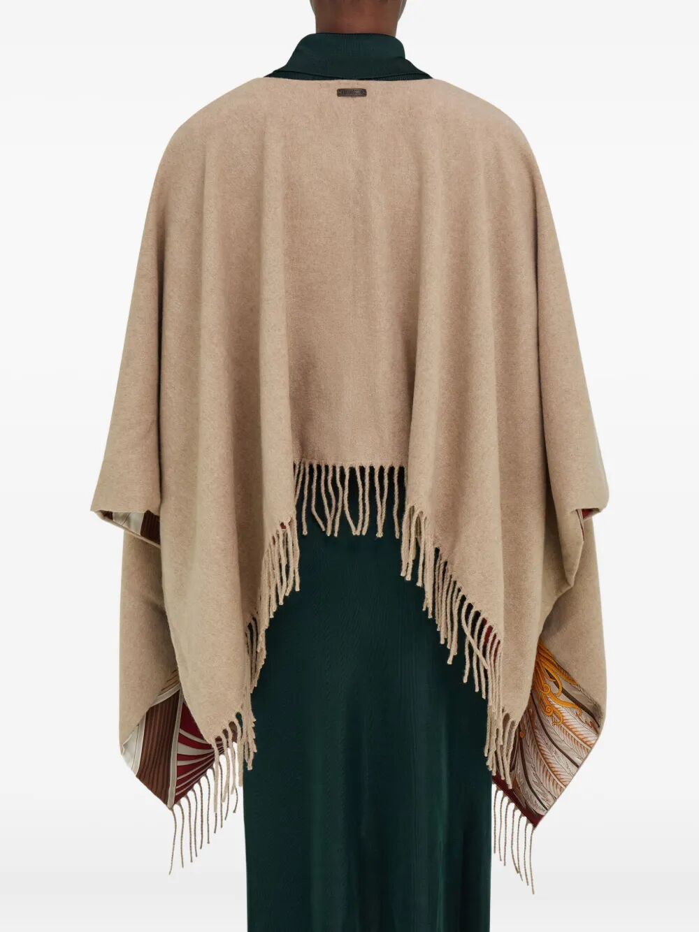 CASHMERE AND GIADA PRINT SILK REVERSIBLE CAPE
