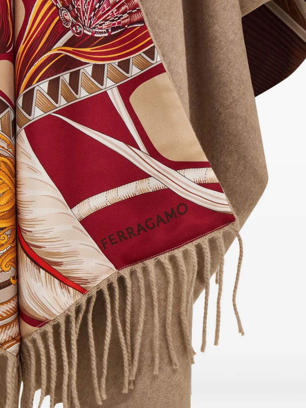 CASHMERE AND GIADA PRINT SILK REVERSIBLE CAPE