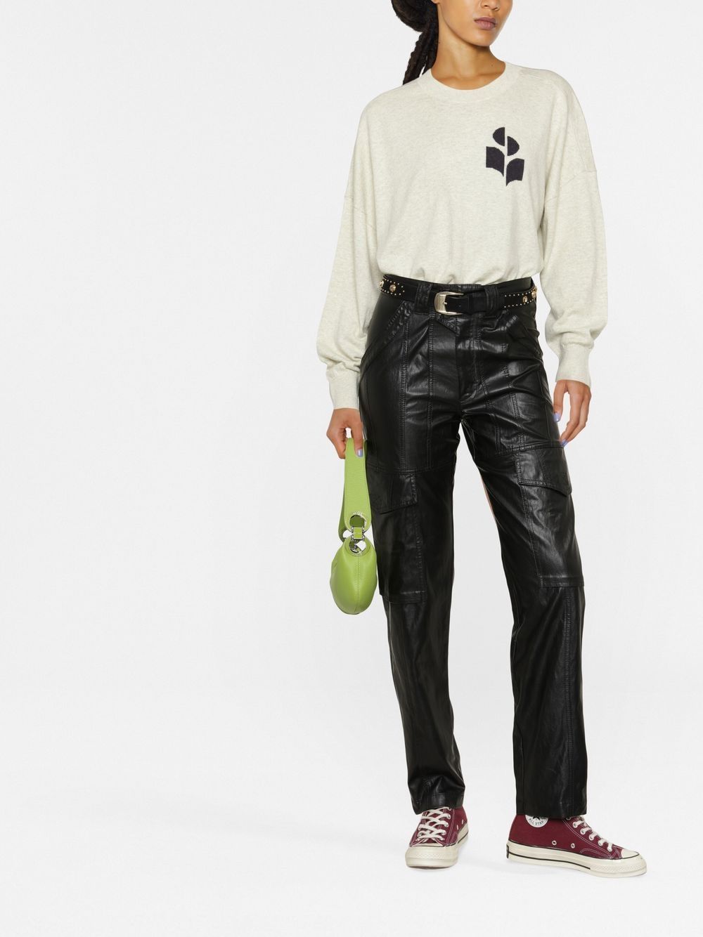 MARISANS MIXED COTTON LOGO SWEATER