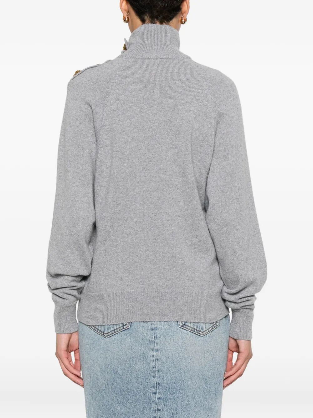 HIGH-COLLAR BUTTON-DETAIL SWEATER