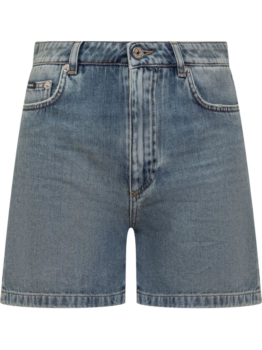 THIGH-LENGTH DENIM SHORTS