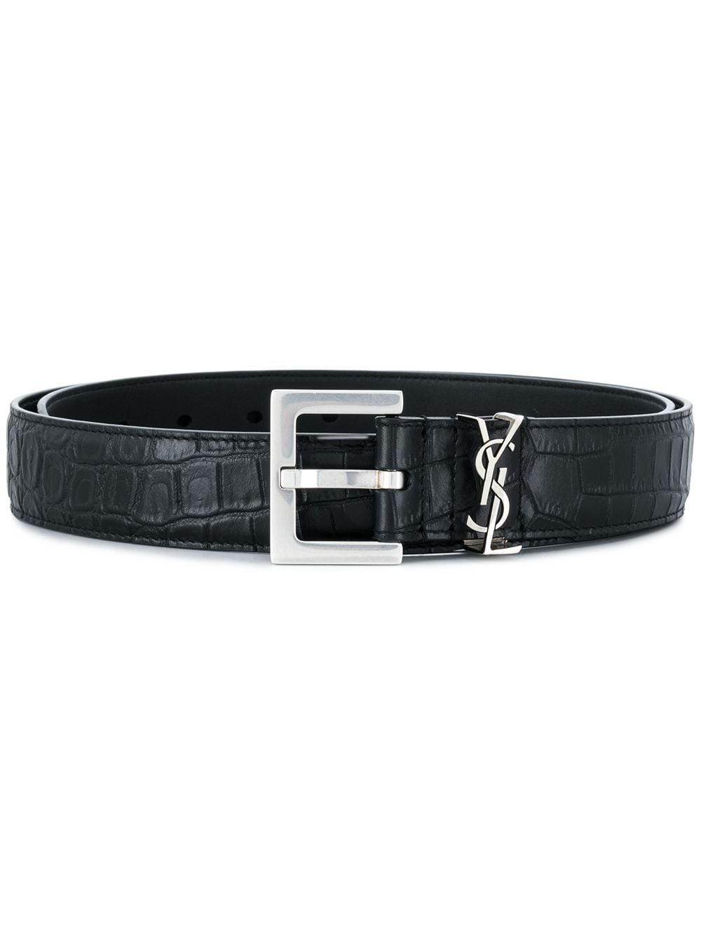 CASSANDRE THIN BELT WITH SQUARE BUCKLE IN CROCODILE EFFECT LEATHER