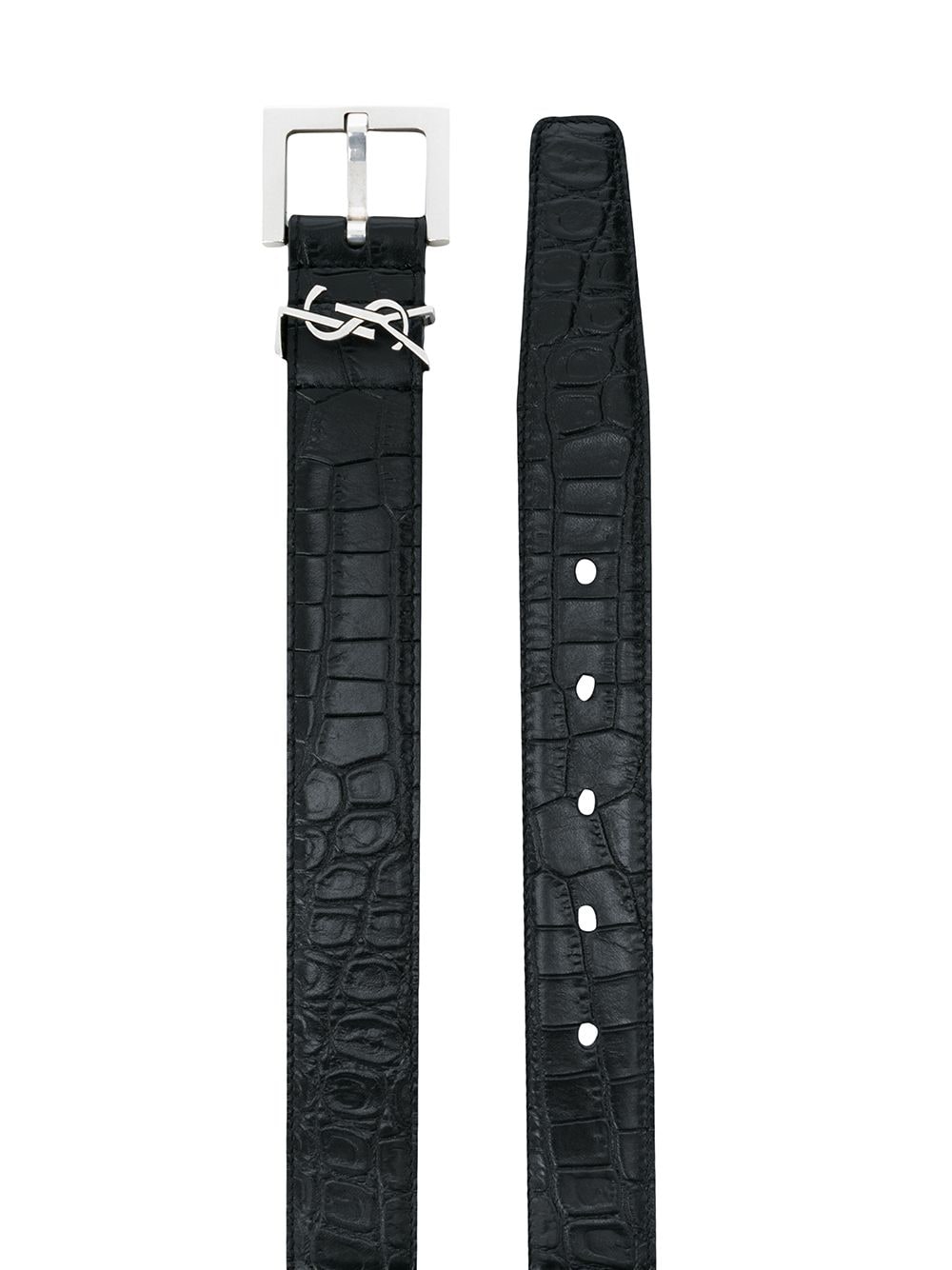 CASSANDRE THIN BELT WITH SQUARE BUCKLE IN CROCODILE EFFECT LEATHER