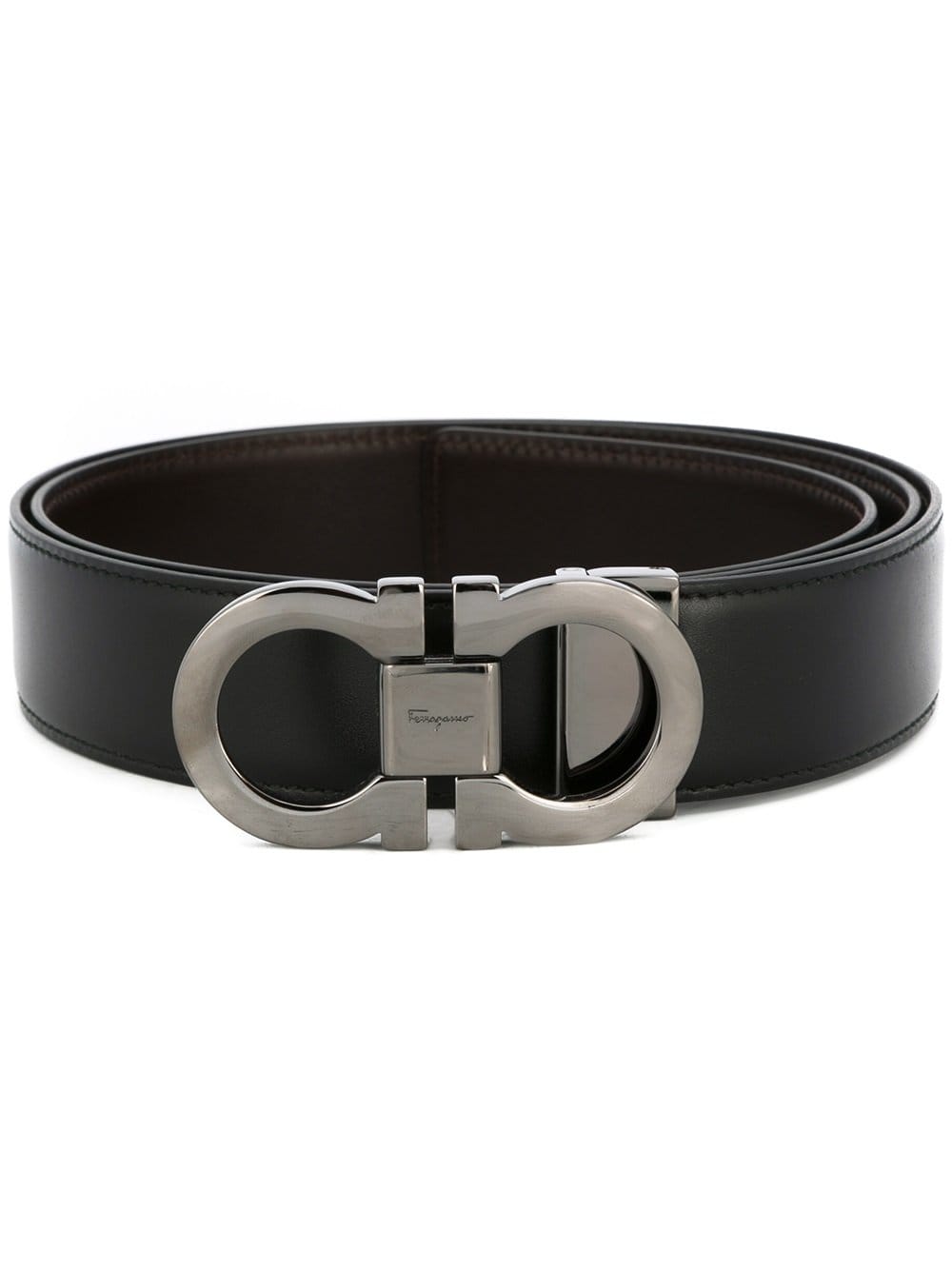 SMOOTH LEATHER REVERSIBLE GANCINI BELT