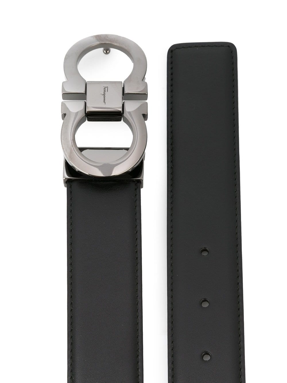 SMOOTH LEATHER REVERSIBLE GANCINI BELT