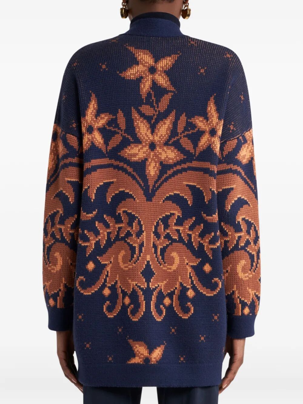 V-NECK WOOL JACQUARD CARDIGAN